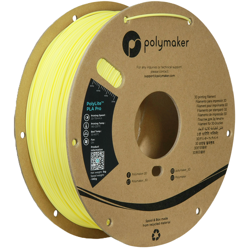 Black Additronix PolyLite PLA Pro filament spool, 1.75mm diameter, 1kg weight, for 3D printing.