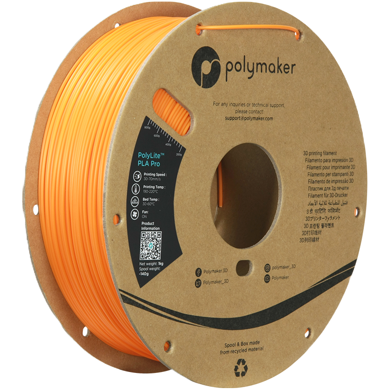 Black Additronix PolyLite PLA Pro filament spool with 1.75mm diameter and 1kg weight, showcasing the filament's packaging and branding