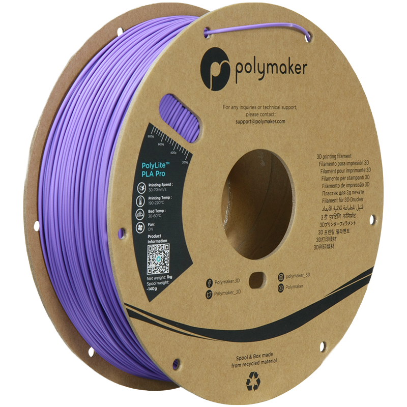 Black Additronix PolyLite PLA Pro filament spool, 1.75mm, 1kg, ideal for 3D printing projects