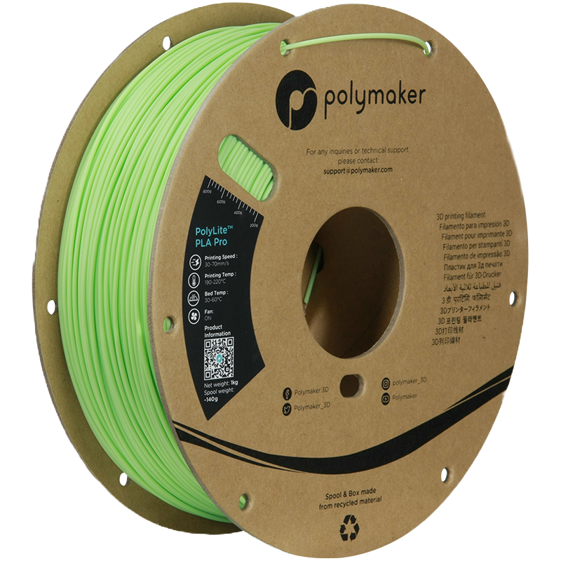 Additronix PolyLite PLA Pro black filament spool, 1.75mm diameter, 1kg, suitable for 3D printing and filament projects.