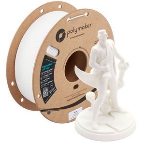 White Polymaker HT-PLA filament by Additronix, showing the spool of high-temperature 3D printing filament.