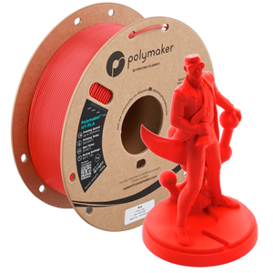 Red Polymaker HT-PLA filament by Additronix, spool of high-temperature 3D printing filament with vibrant red color.