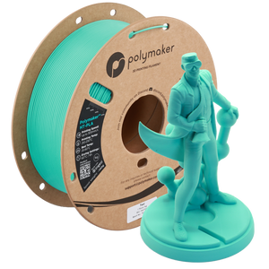 Additronix Polymaker HT-PLA filament spool in teal, showcasing the filament's vibrant color and smooth texture for 3D printing.