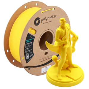 Yellow Polymaker HT-PLA filament by Additronix for 3D printing, shown in a spool with vibrant yellow color and smooth filament surface.