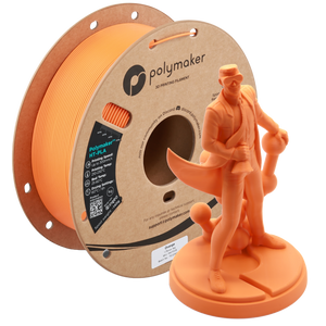 Orange Polymaker HT-PLA filament spool from Additronix, showing the vibrant 3D printing filament on a reel.
