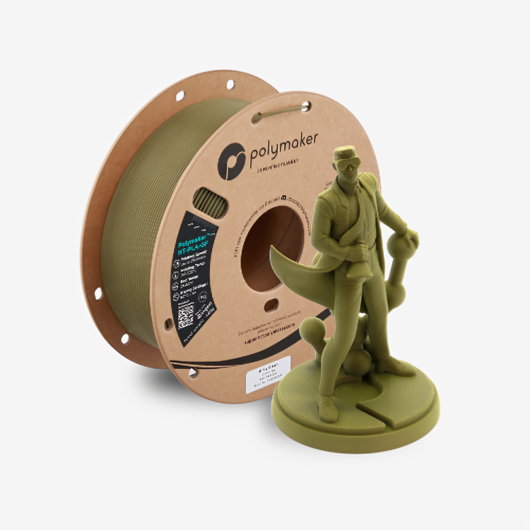 Additronix Polymaker HT-PLA-GF filament spool in army green, showcasing the durable, high-strength 3D printing material.