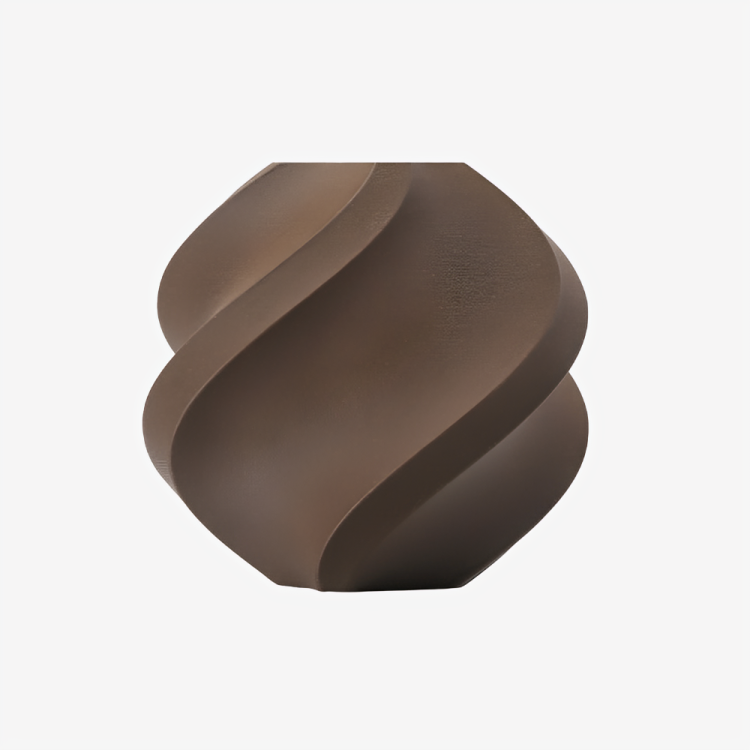 Black walnut PLA wood filament by Additronix, showcasing a spool of natural wood-colored filament for 3D printing.