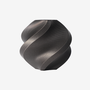 Additronix Bambu Lab PLA filament in iron gray metallic finish, showcasing the textured, shiny metallic 3D printing filament.