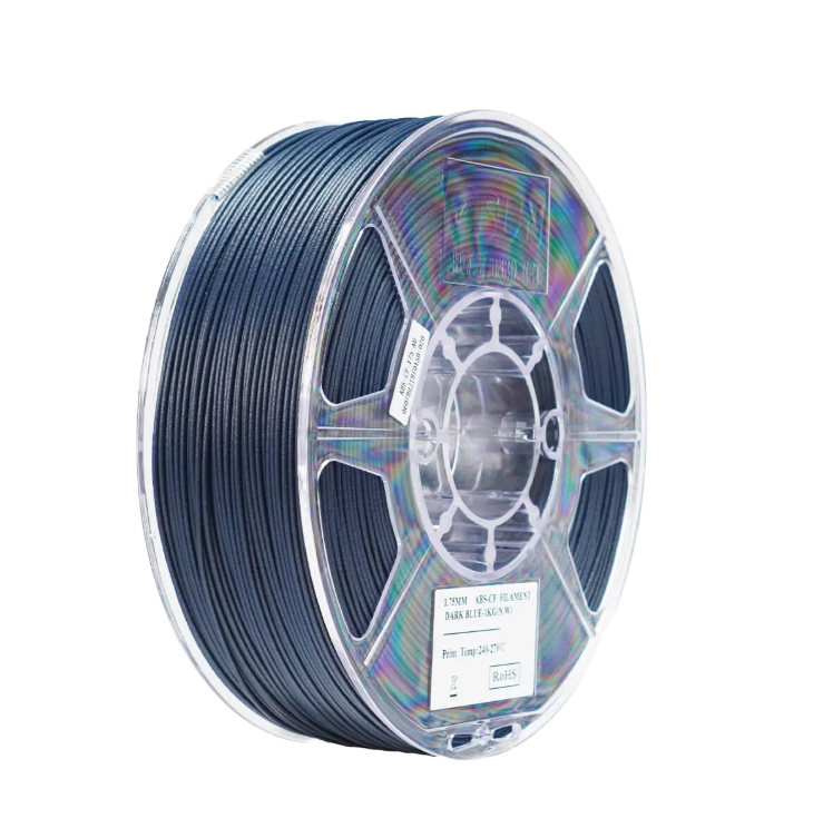 Dark blue Additronix eSUN ABS-CF filament spool for 3D printing, showing the textured filament and brand label.