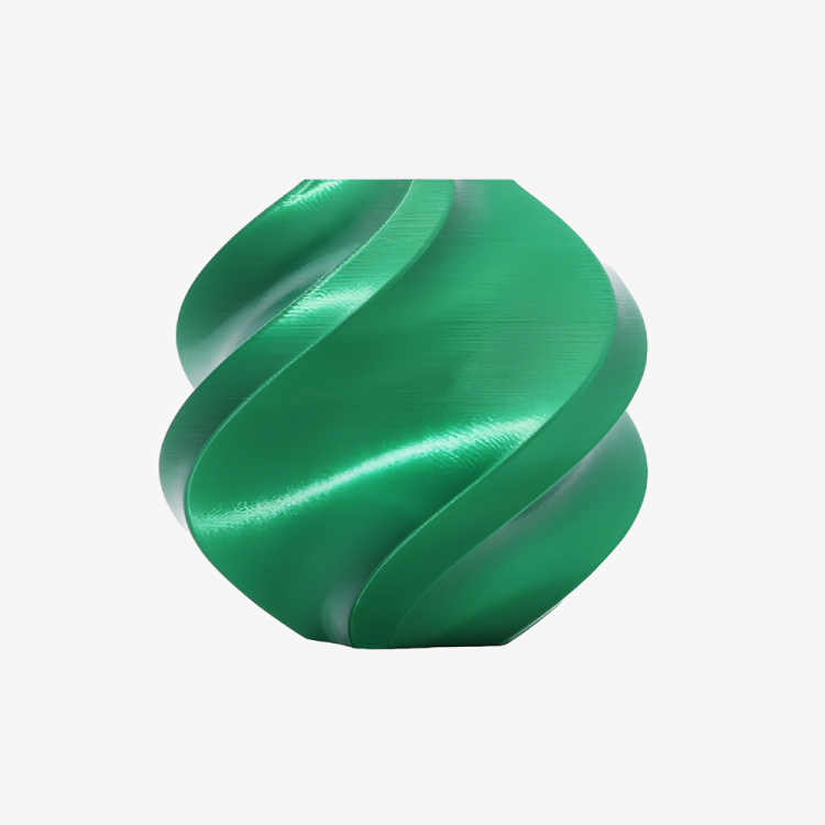 Additronix Bambu Lab PLA Silk+ filament in Candy Green, showcasing the vibrant, shiny 3D printing filament spool.