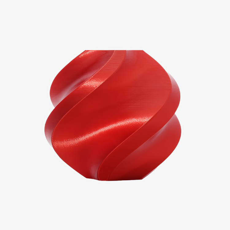 Additronix Bambu Lab PLA Silk+ filament in Candy Red, showing a spool of vibrant, glossy 3D printing filament for creative projects.