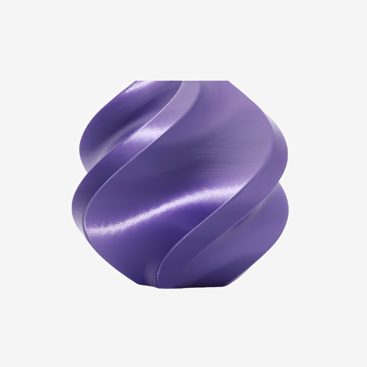 Purple Bambu Lab PLA Silk+ filament spool by Additronix, showcasing shiny, smooth 3D printing filament with vibrant purple color.