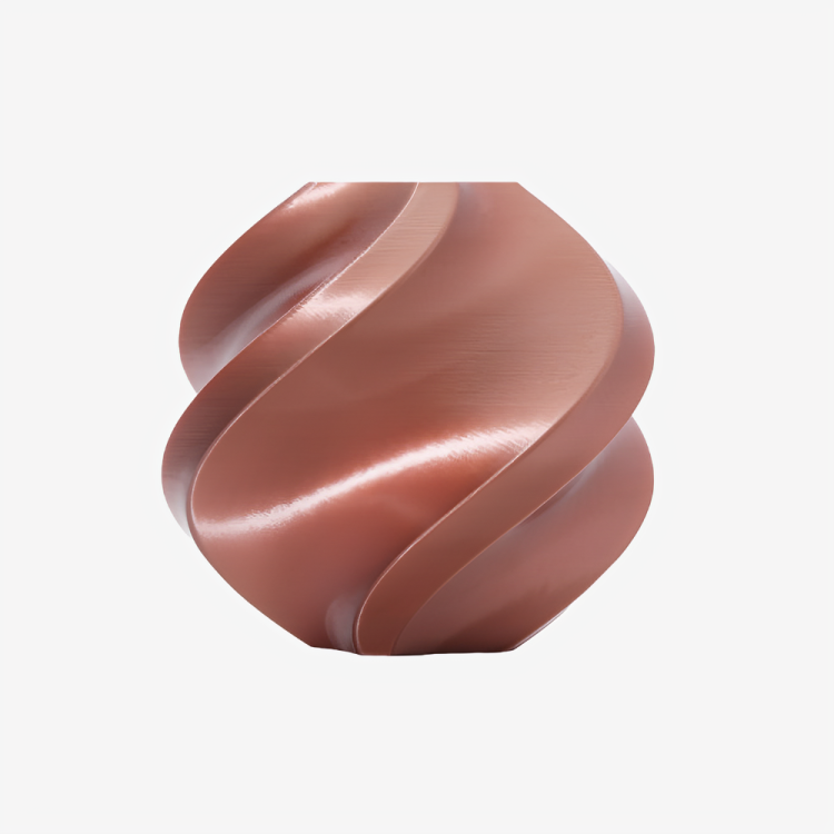 Additronix Bambu Lab PLA Silk+ filament in Rose Gold color, showcasing the spool with shiny, smooth silk finish material.