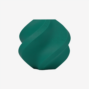 Additronix Bambu Lab PETG-CF filament in vibrant malachite green, showing the spool and filament coil for 3D printing.