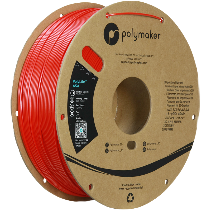 Additronix PolyLite ASA filament spool showing orange 3D printing filament with detailed label and packaging.