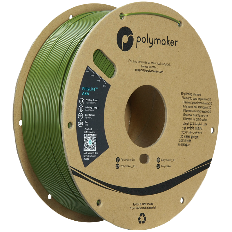 Additronix PolyLite ASA filament spool, showing bright orange 3D printing filament with labeling and spool details.