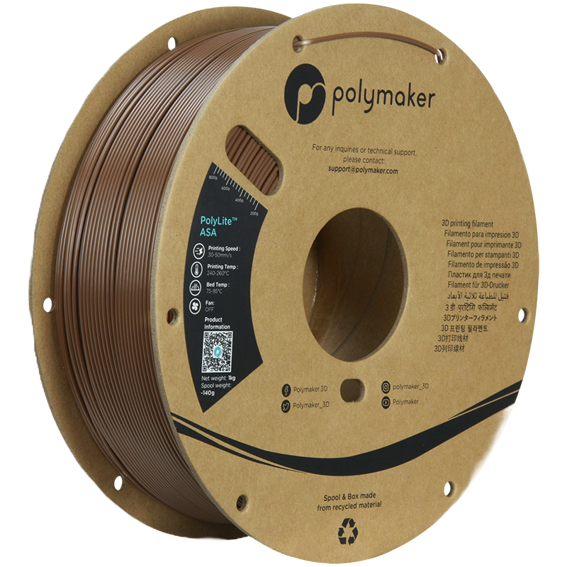 Additronix PolyLite ASA filament spool with vibrant orange color, showcasing the 3D printing filament on a reel.