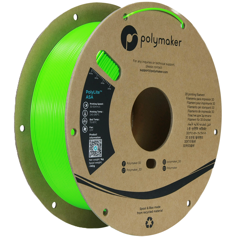Additronix PolyLite ASA filament spool showing bright orange 3D printing filament for durable, UV-resistant outdoor projects.