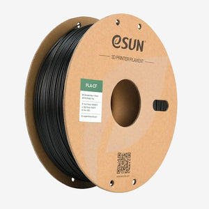 Black eSUN PLA-CF filament spool from Additronix, showing the textured filament material for 3D printing projects.