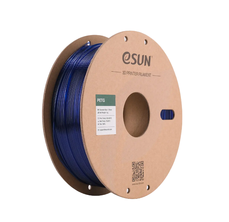 Translucent blue eSUN PETG filament by Additronix, 1.75mm diameter, 1kg spool, suitable for 3D printing.