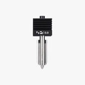 Additronix Bambu Hotend H2/P2S for 3D printers, showing the compact metal hotend with cooling fins and wiring for precise filament extrusion.