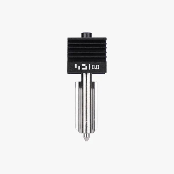 Additronix Bambu Hotend H2/P2S for 3D printers, showing the compact metal hotend with cooling fins and wiring for precise filament extrusion.