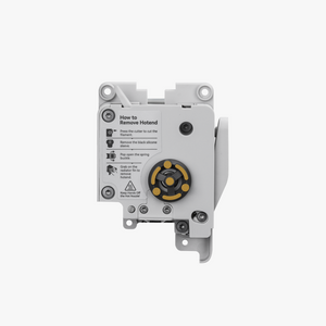 Additronix A1 Series extruder unit spare part showing a compact, metallic extruder component with detailed nozzles and mounting features.
