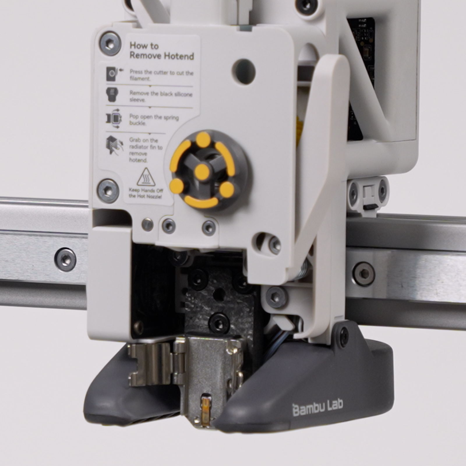 Additronix A1 Series hotend heating assembly showing the heating block, thermistor, and wiring for 3D printer spare parts.