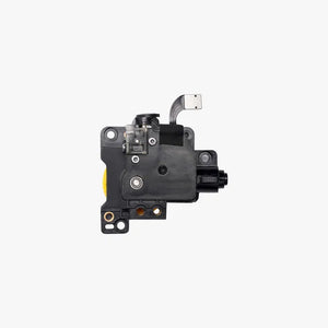 Additronix P1 Series stainless steel extruder unit for 3D printers, showing the precision-machined component with metal finish.
