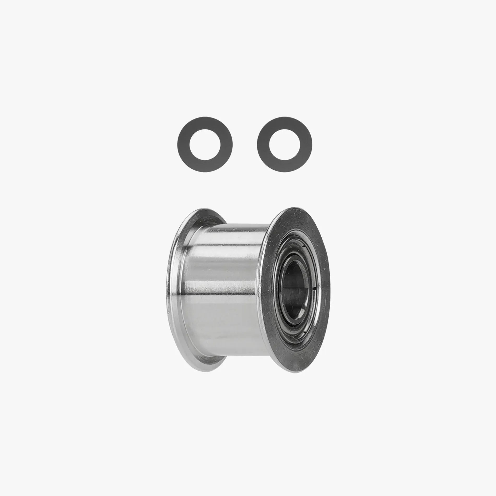 Additronix X1 Series idler pulley, spare part for machinery, shown in close-up with metal and plastic components.